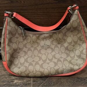 Coach Tan and Coral Shoulder Bag